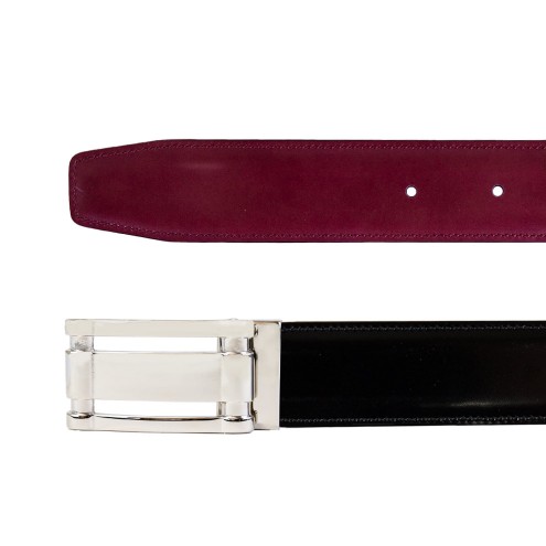 Reversible Belt in Leather Bordeaux/Black Patent