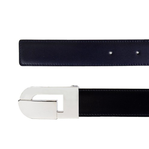 Reversible Belt in Leather Blue/Black