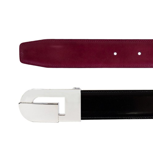 Reversible Belt in Leather Bordeaux/Black Patent