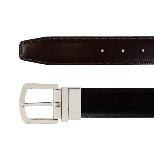 Reversible Belt in Leather Dark Brown/Black