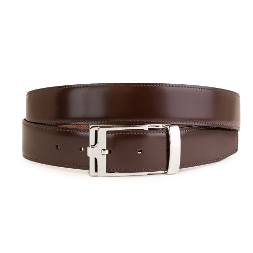 Reversible Belt in Leather Dark Brown/Black