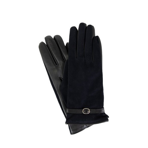 Gloves with belted wrist black on black