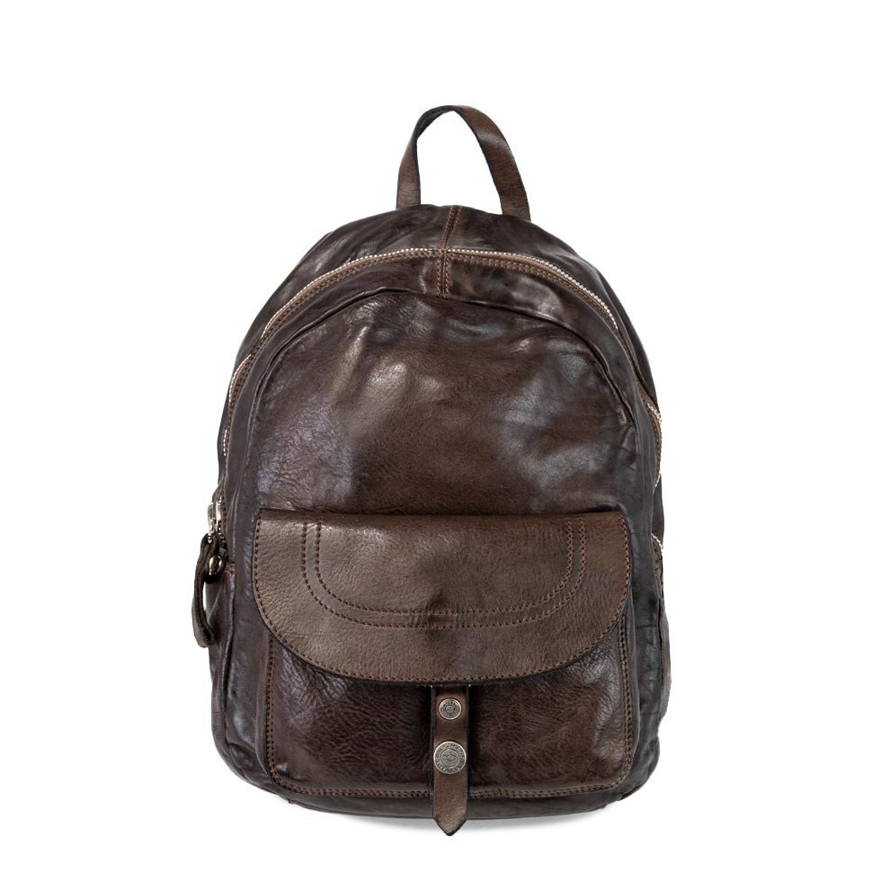 Medium backpack in vintage leather 深棕色