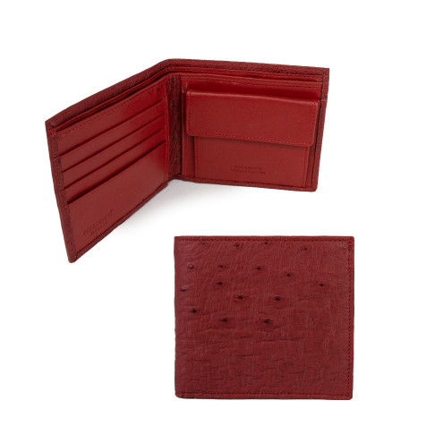 Wallet with coin purse Red in Ostrich