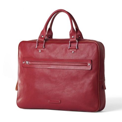 Top Handle Work Laptop Leather Bag Red