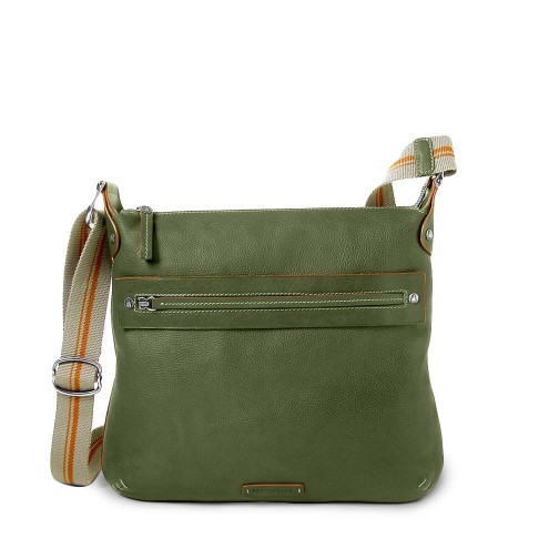 Фирменная сумка почтальонка, кожа зеленый