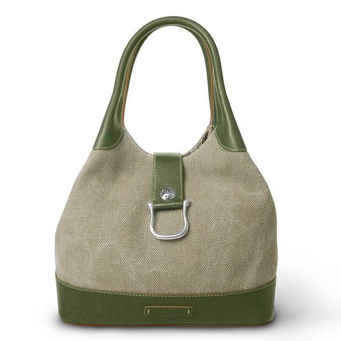 Top Handle Leather  & Canvas Hobo Bag Olive green