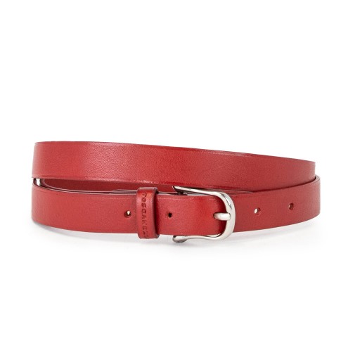 Skinny Leather Belt, smooth Red