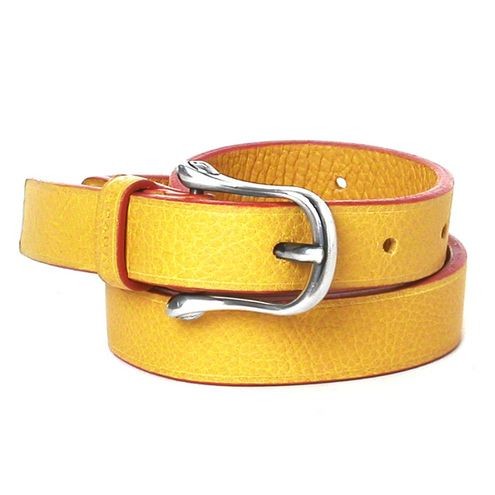 Skinny Leather Belt, smooth Saffron
