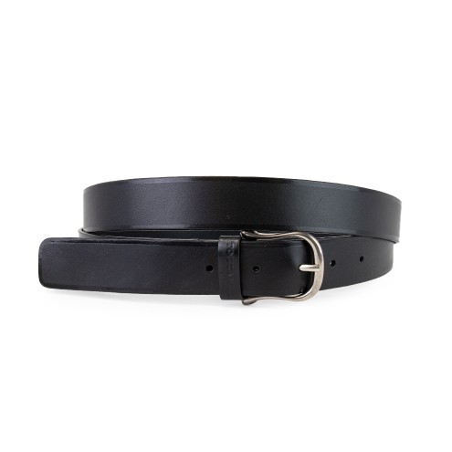 Skinny Leather Belt, smooth Black