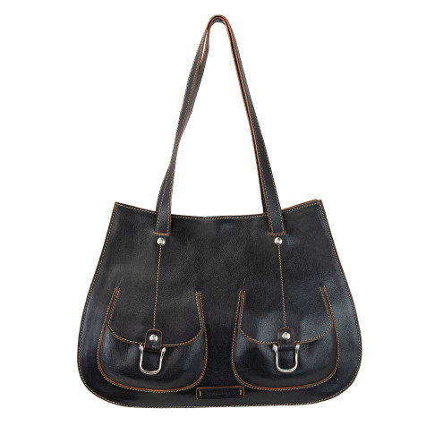 Saddle Shoulder Calfskin Bag Black