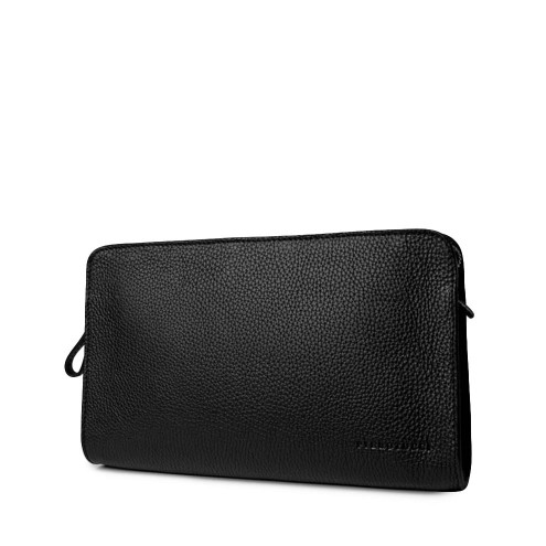 Travel Pouch Case Pebbled Leather Black