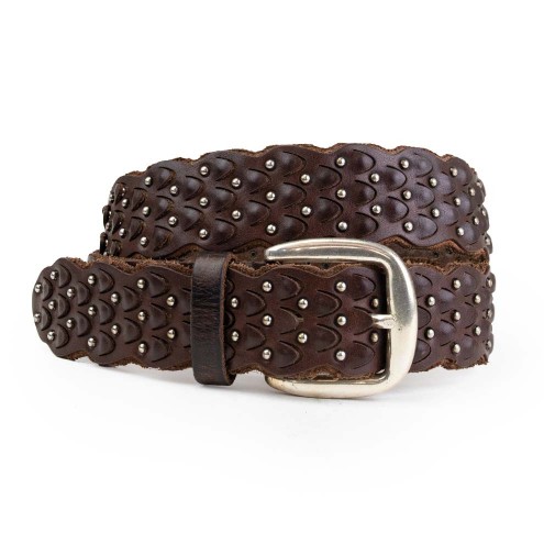 Brown Braided Leather Belt with Gunmetal Buckle Made in Florence