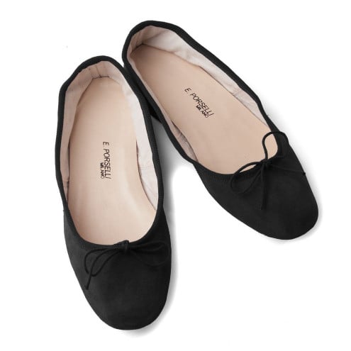 黑色反绒羊皮经典芭蕾舞鞋