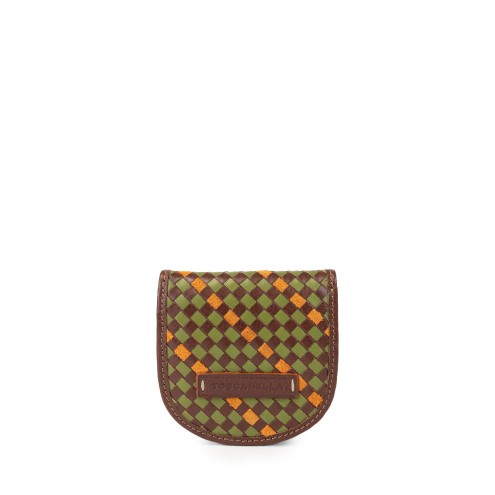 Loose Change Coin Holder Woven "intrecciato" Dark brown