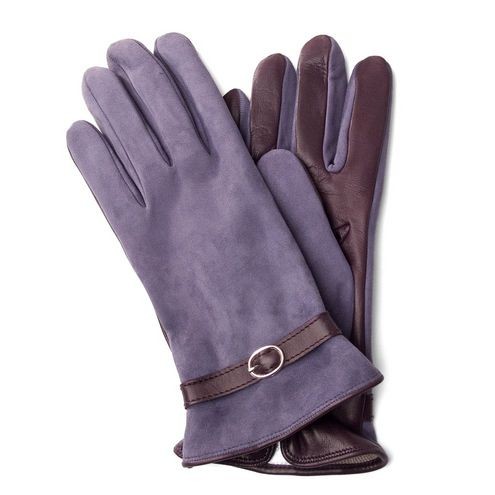 Women's Wool lined Gloves in Leather & Suede Purple