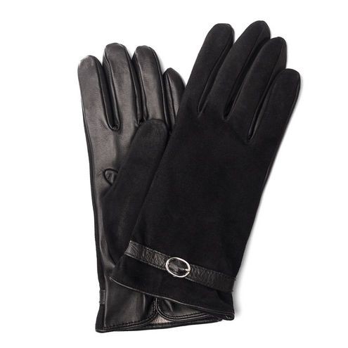 Women's Wool lined Gloves in Leather & Suede Black