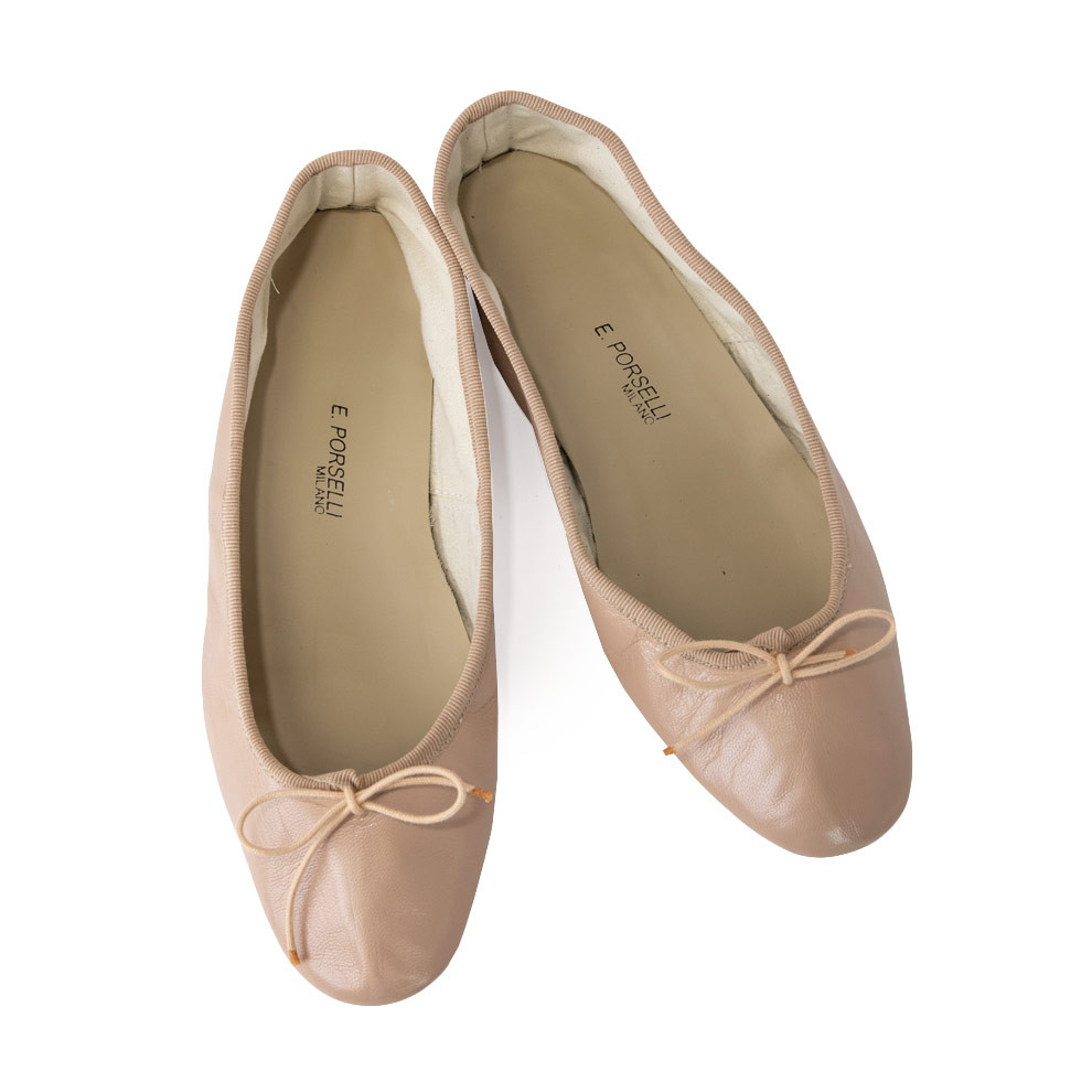 Vintage Chanel Stitched Brown Leather Ballerina Flats "High