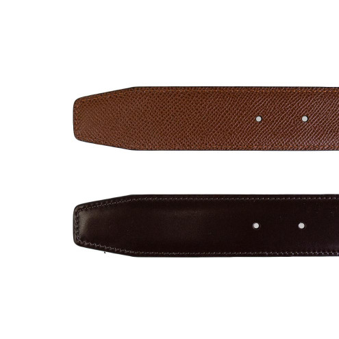 Reversible Leather Belt Embossed Cognac/Dark Brown