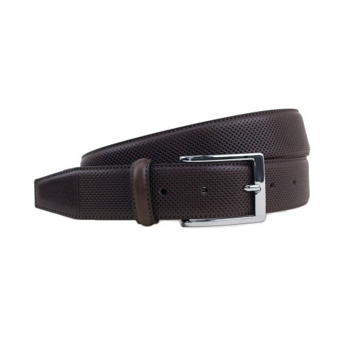 Finely Dotted Leather Belt Dark brown