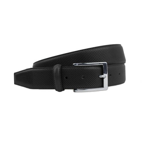 Finely Dotted Leather Belt Black