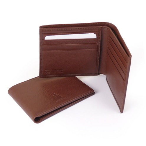 Кожаный кошелек с 8 слотами под карточки темно-коричневый