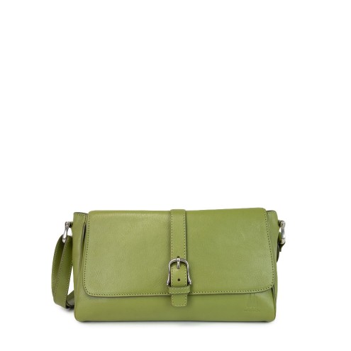 Женская сумка кросс-боди из кожи оливковый зеленый