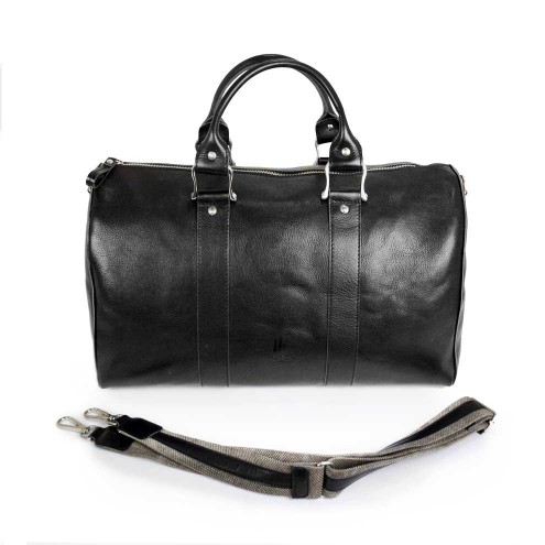 Large Leather Travel Bag Black