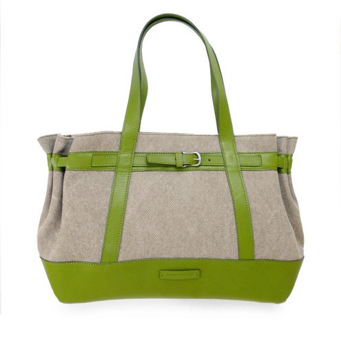 Canvas & Leather Shoulder Bag Olive green