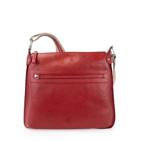 Leather Messenger Bag Red