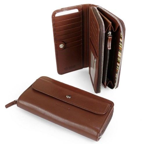 Clutch Wallet in Leather Dark brown