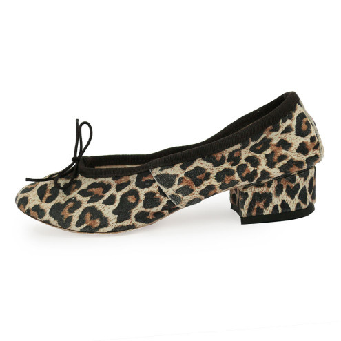Замшевые туфли в леопардовом цвете на каблуке C18-Леопардовый