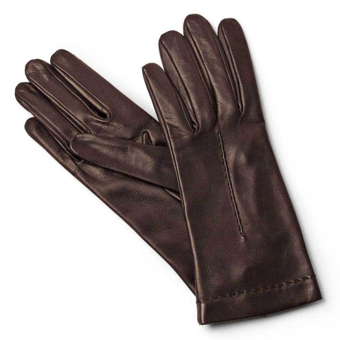 Women's Silk lined Gloves in Leather Dark brown