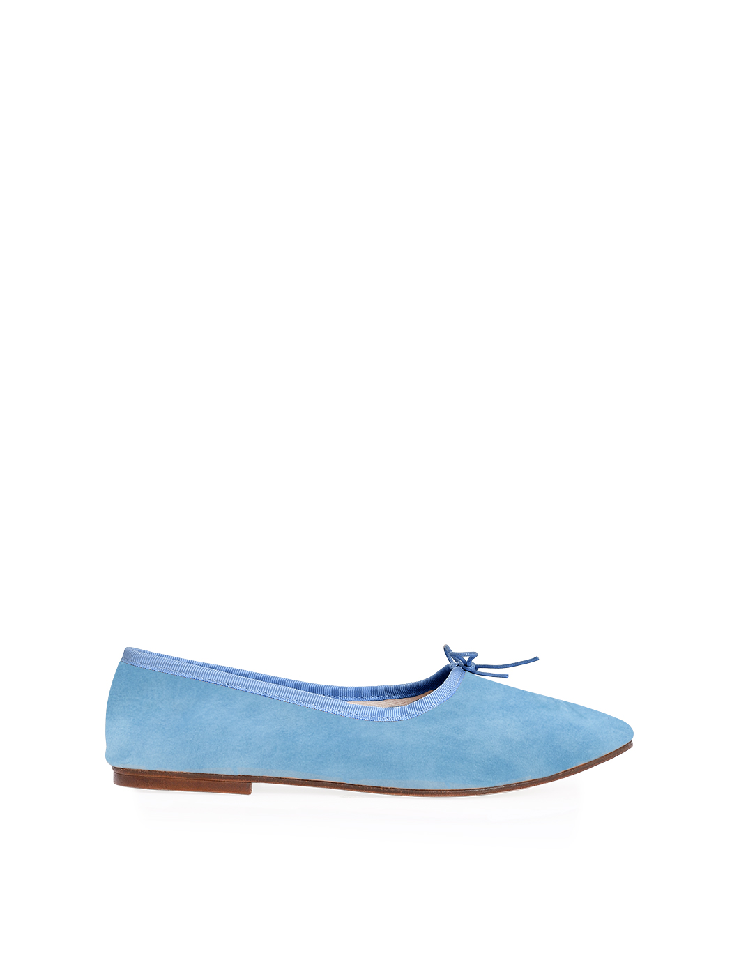 Ballet Flats High Vamp Slipper - Light Blue Suede 