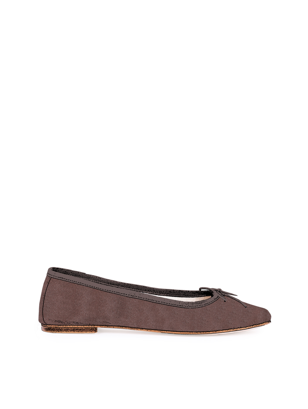 Ballet Flats Square-toe - Dark Brown Suede