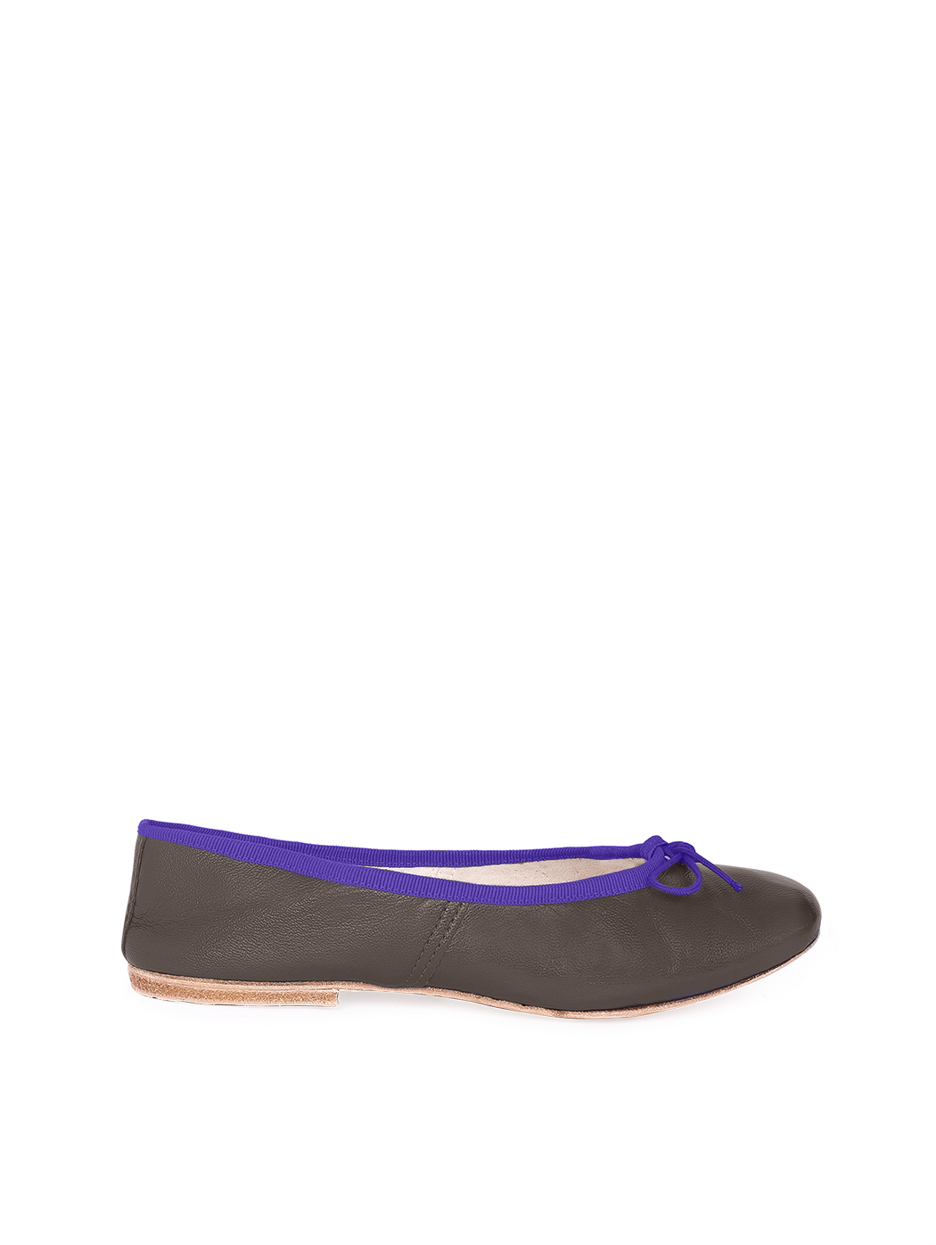 Ballet Flats Dark Brown Purple Trim