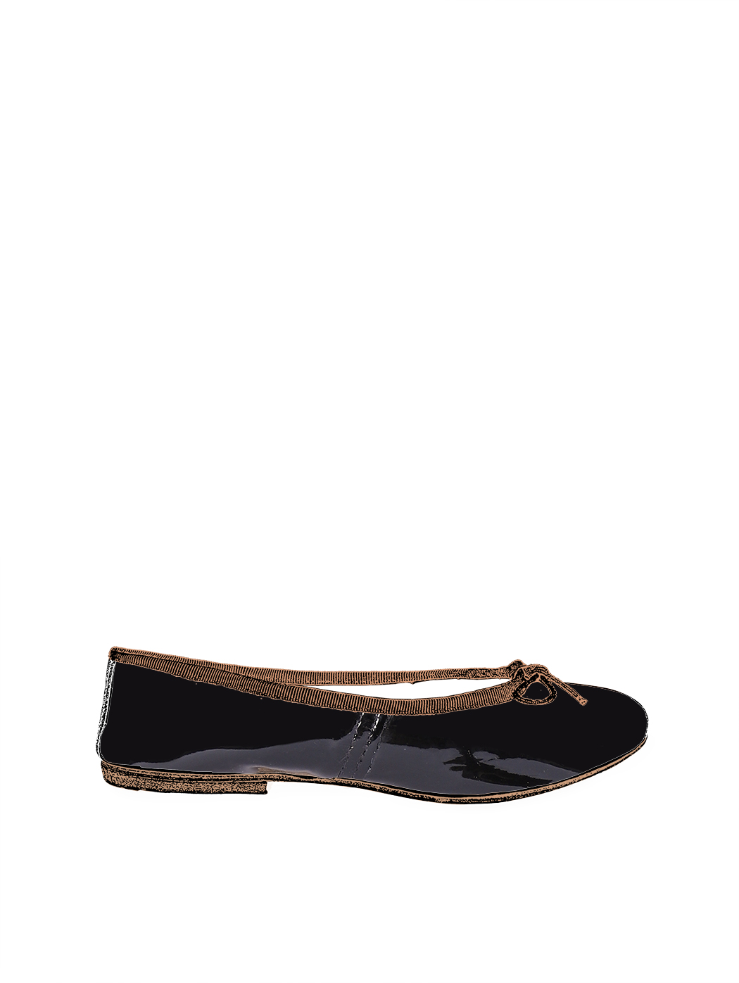Ballerine DS Nero Lucido Filo Tabacco