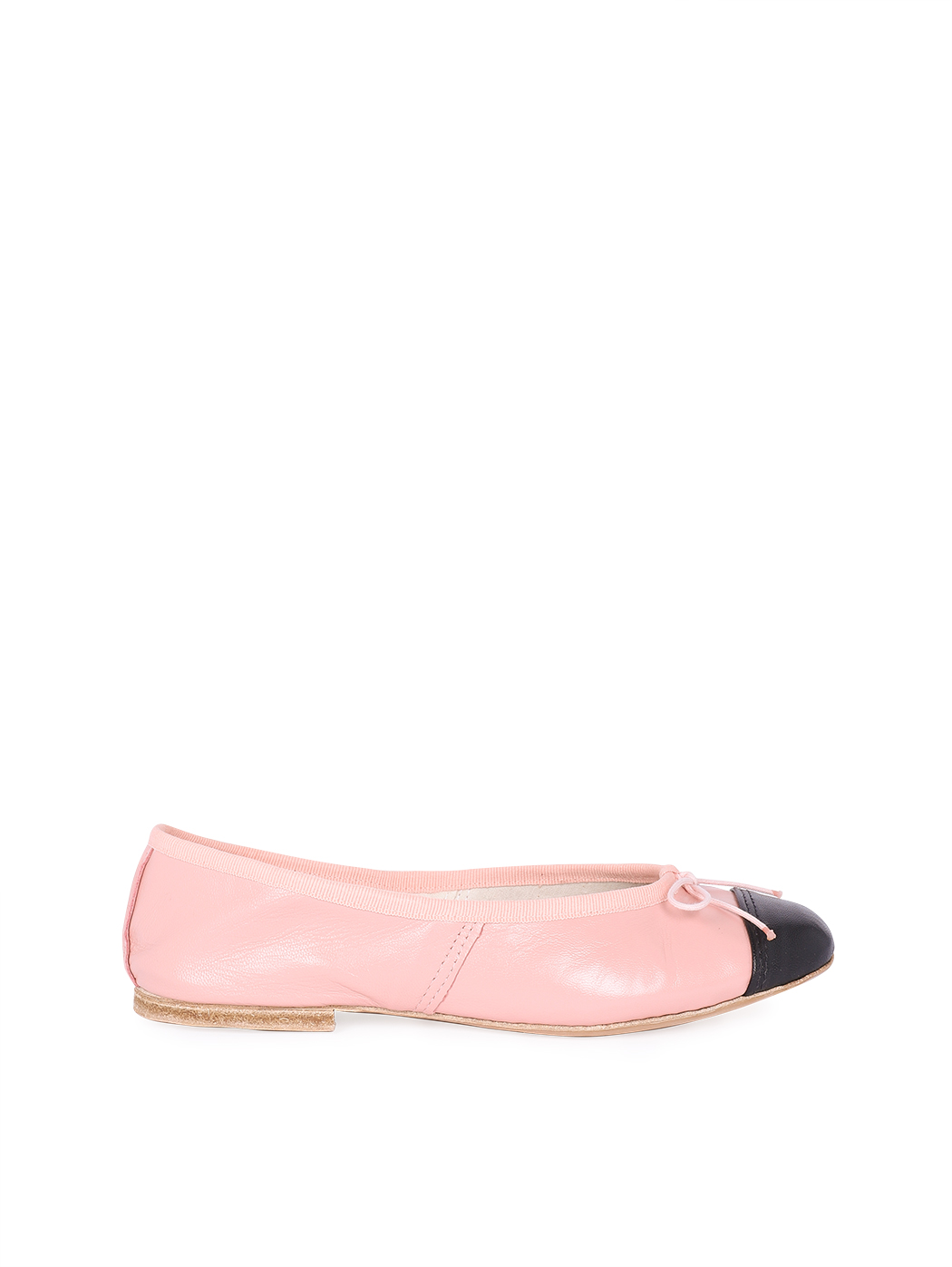 Ballet Flats Pink with Black Cap Toe