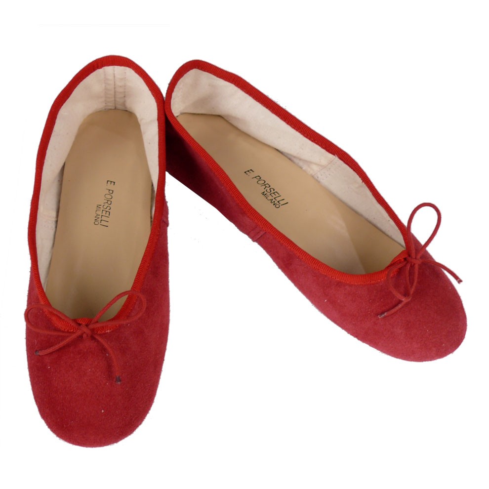 红色反绒平底芭蕾舞鞋
