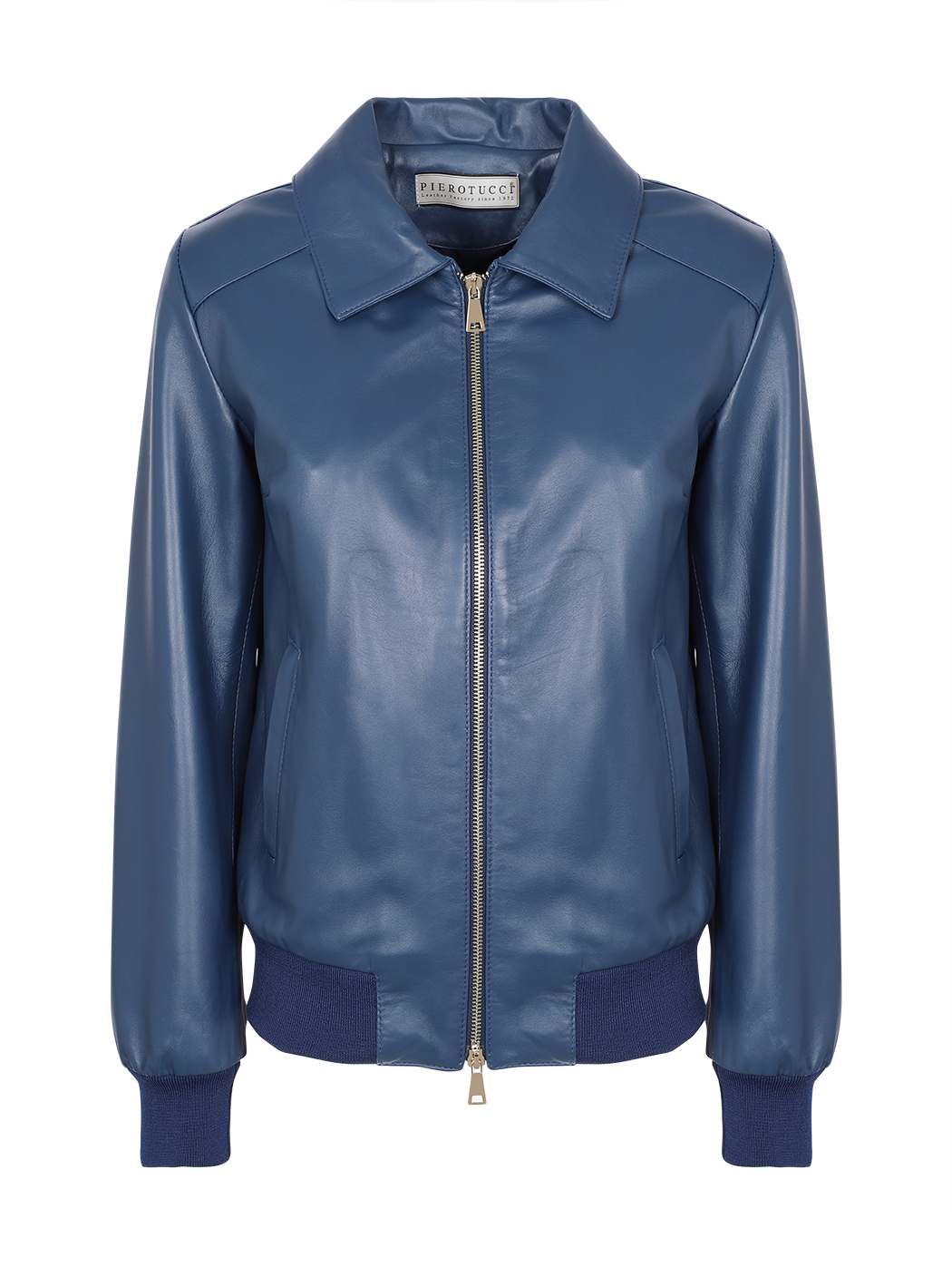 Bomber in pelle da donna - Blu