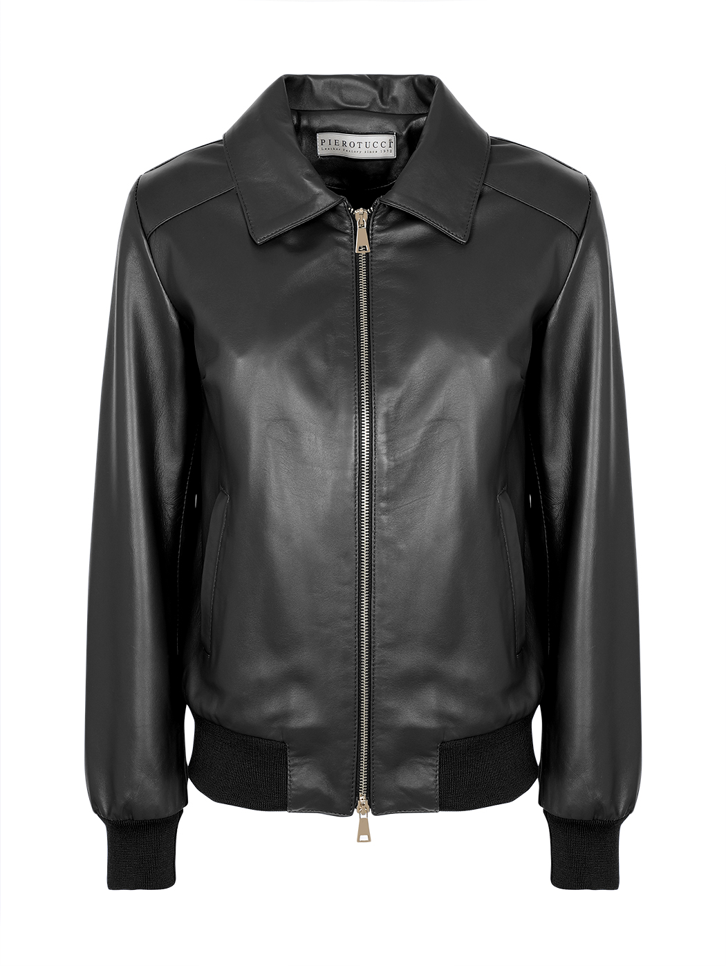 Bomber in pelle da donna - Nero