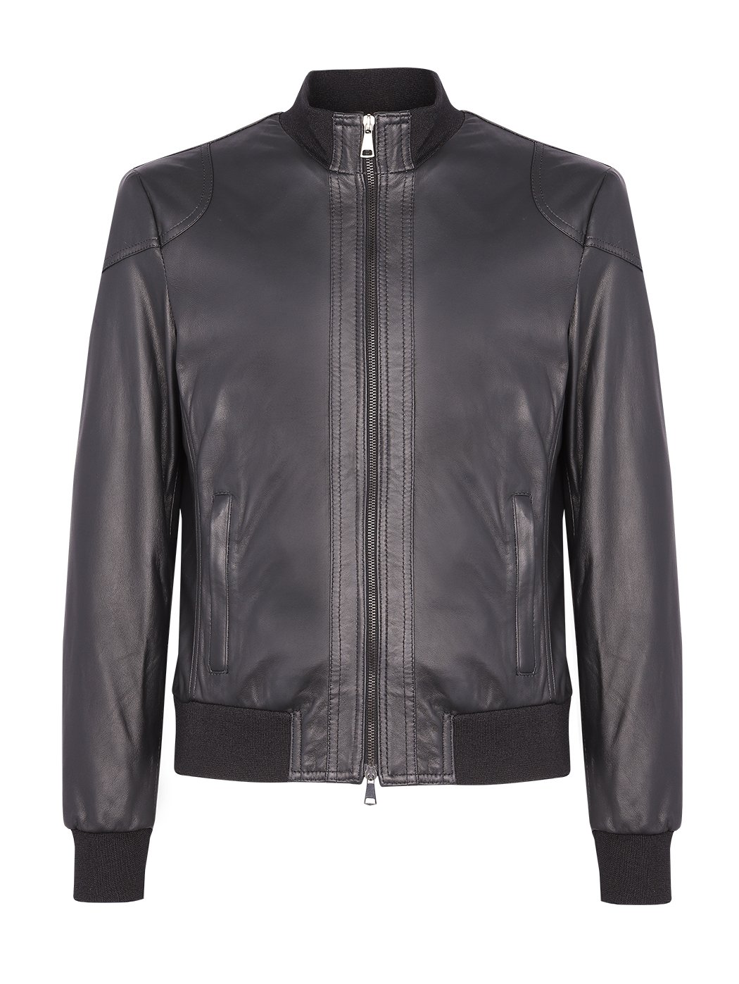 Classic Bomber Leather Jacket Black