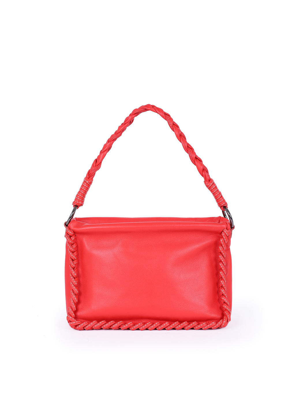 Whipstitched Italian Leather Shoulder Bag Red