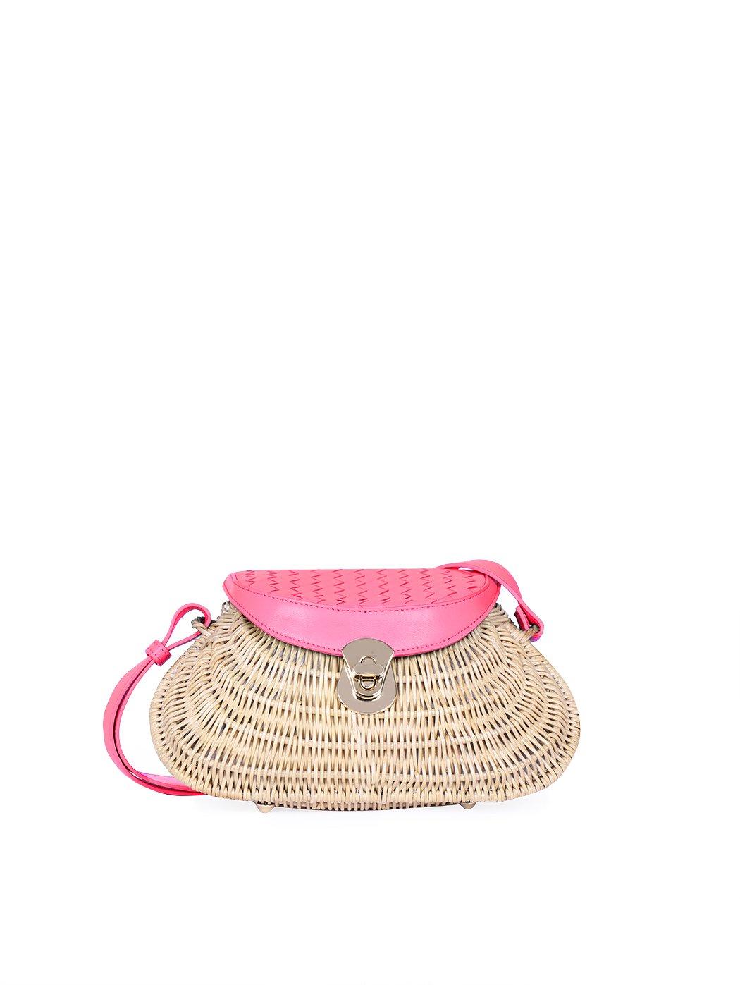 Wicker and Leather Crossbody Shoulder Bag