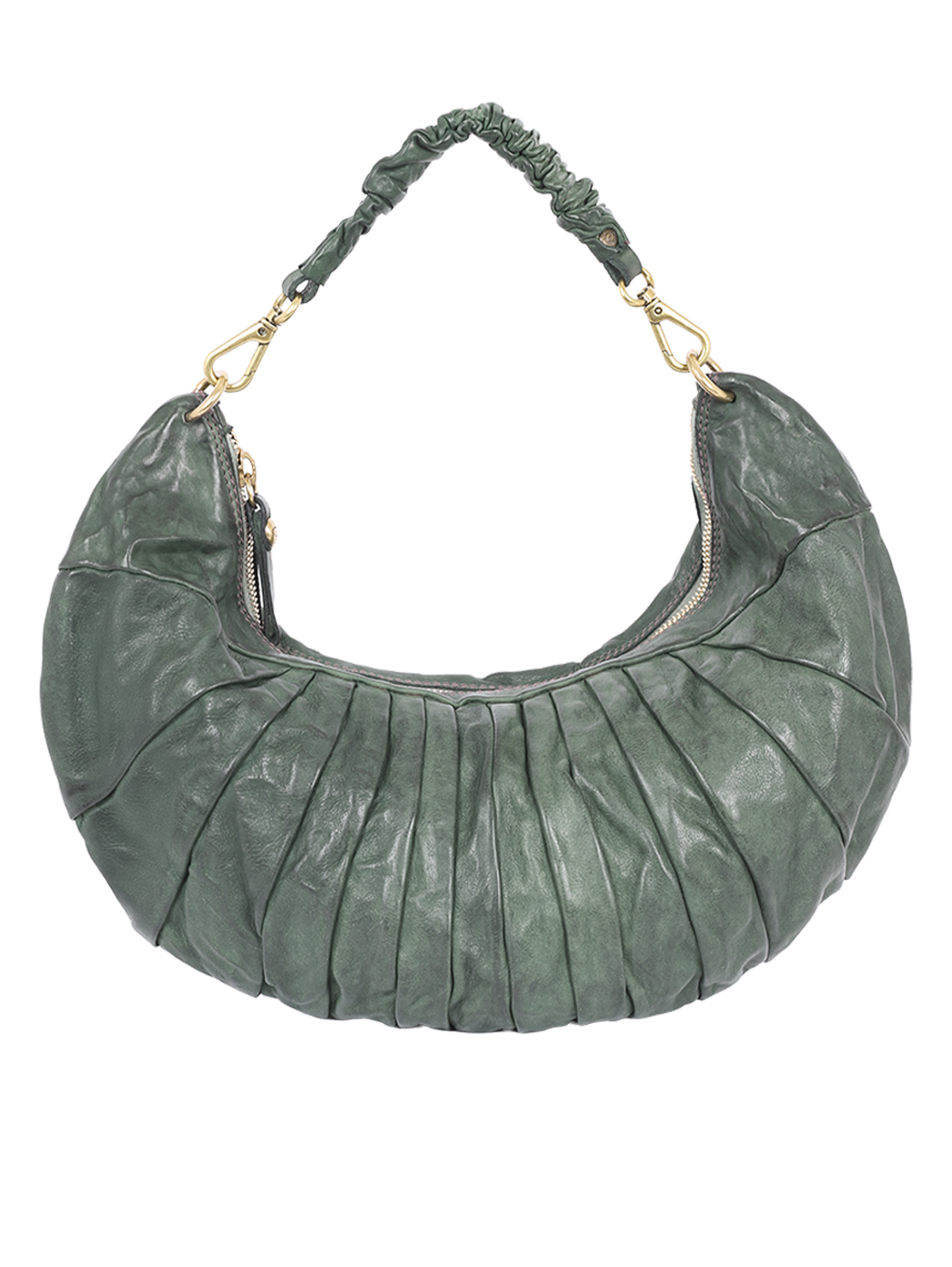 Grand Shoulder Bag Pleated Cowhide Crescent LUNA Lake