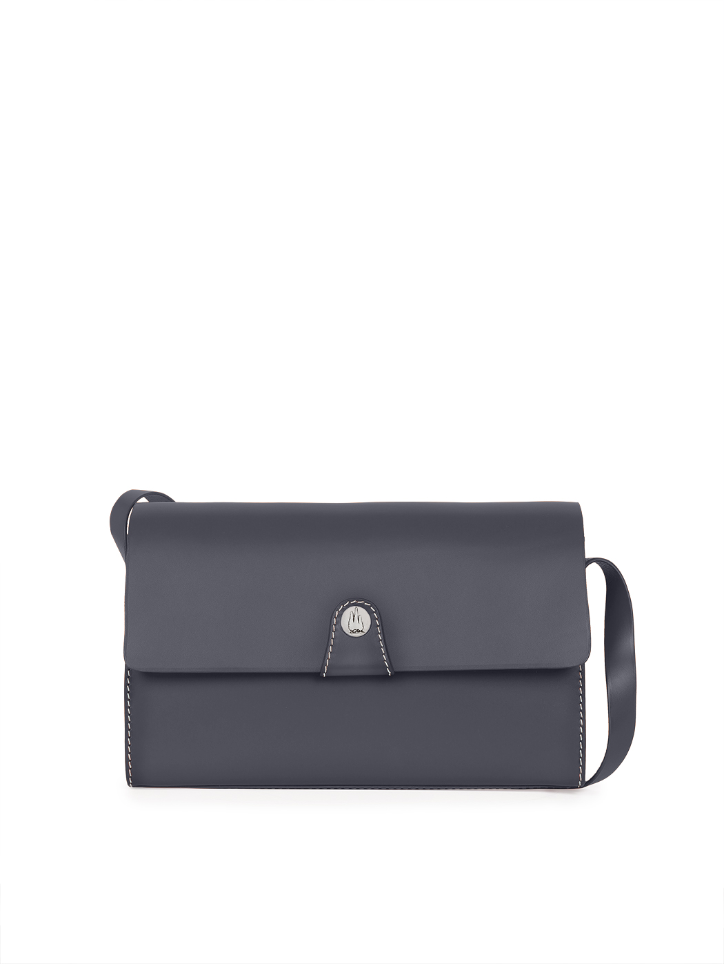 Baguette Flap Over Shoulder Bag Navy Blue