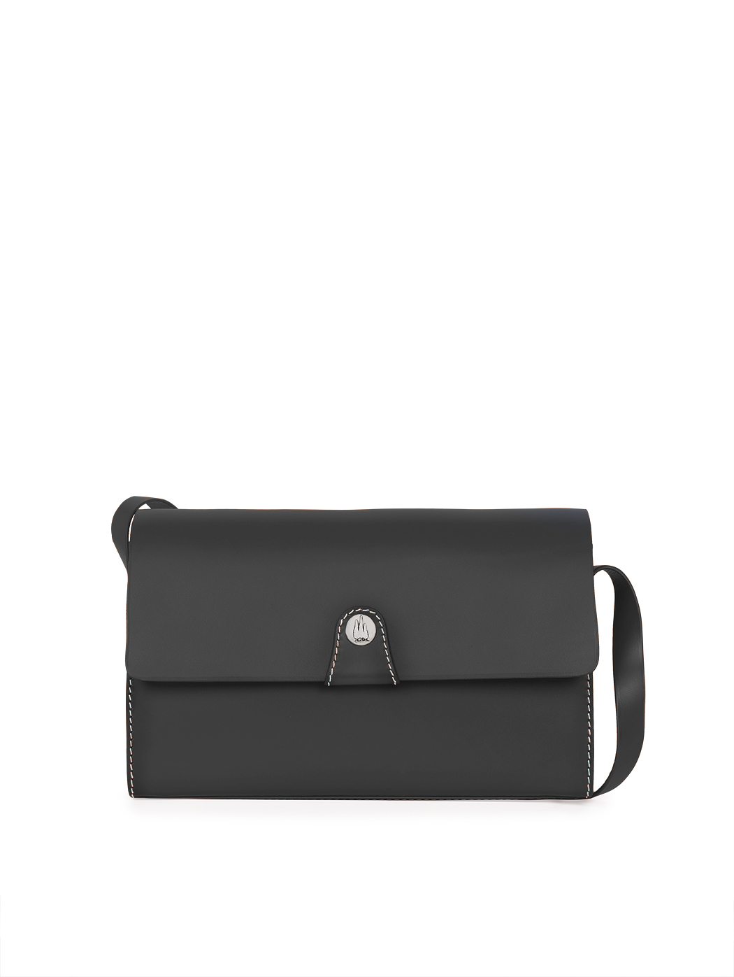 Baguette Flap Over Shoulder Bag Black