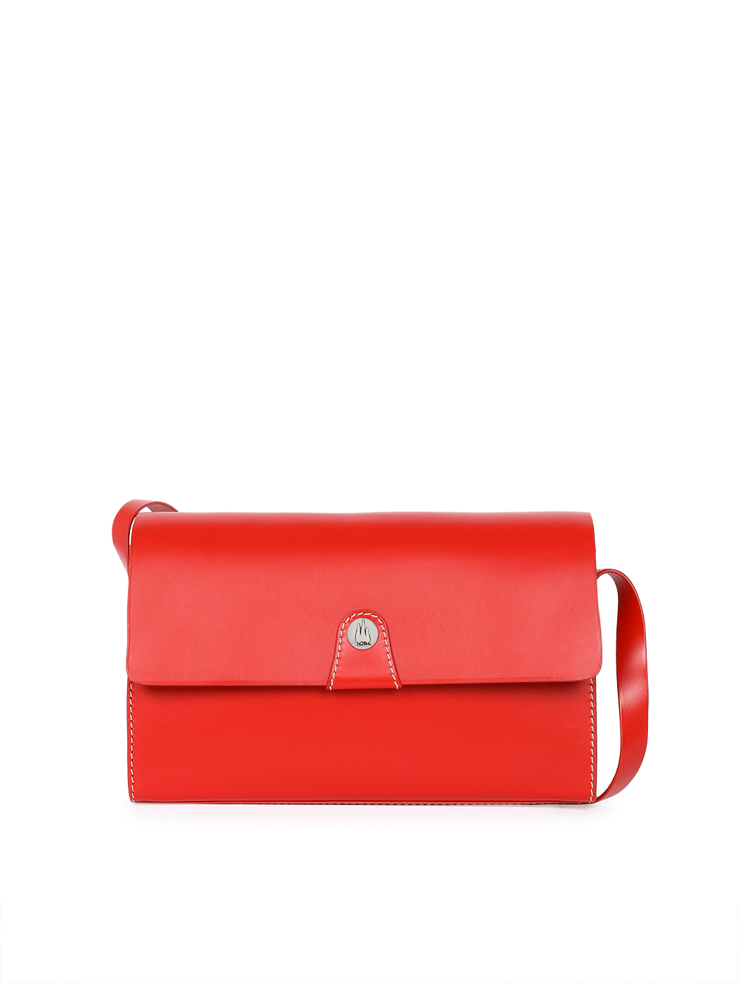 Baguette Flap Over Shoulder Bag Scarlet Red