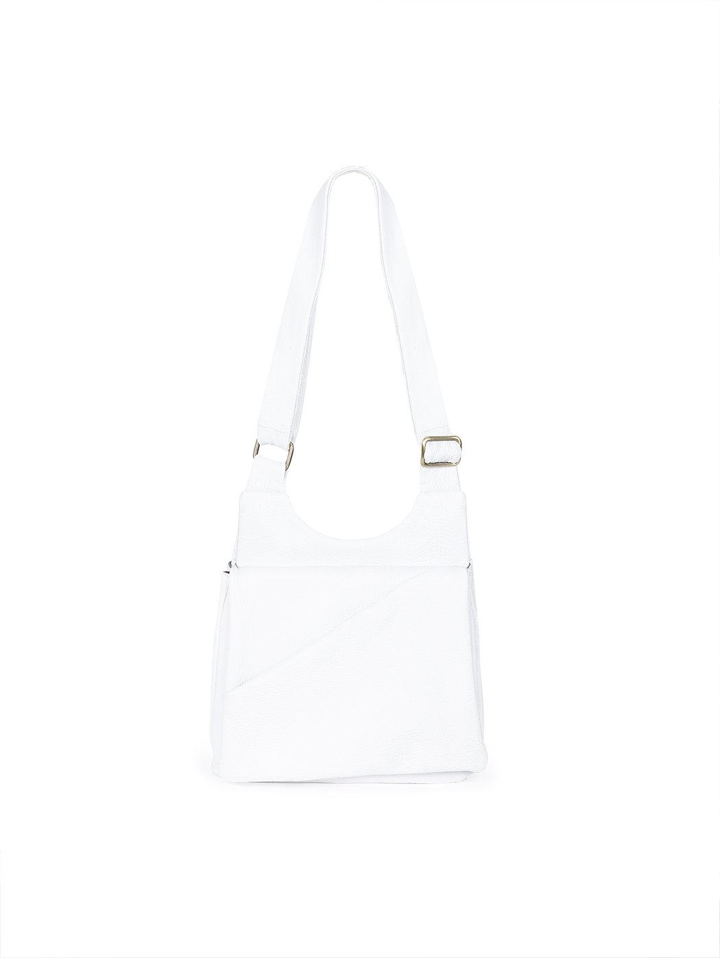 Crossbody Asymmetric Flap Deerskin Leather Bag White