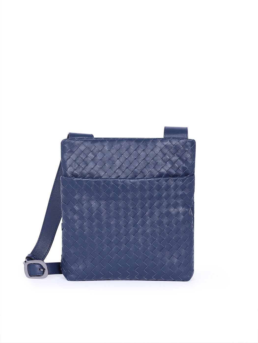 Плетеная мужская сумка кросс – боди коллекции  Intrecci синего цвета